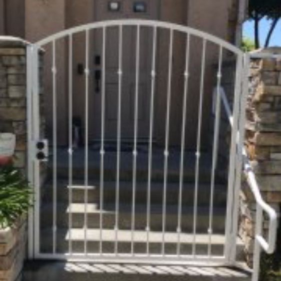 white painted iron fence